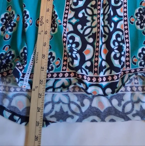 Crown & Ivy- Teal and Black Patterned  Boho Tank Top. Size M - Picture 8 of 8
